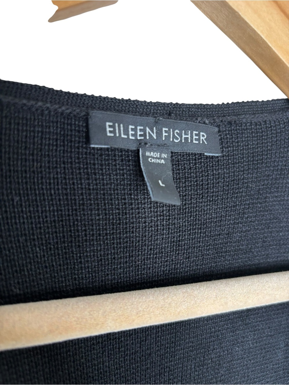 Eileen Fisher open front cardigan black silk rib knit detailing size large - Picture 5 of 6